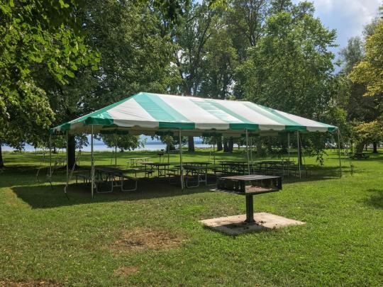 Seneca Lake State Park site Playground Party Tent